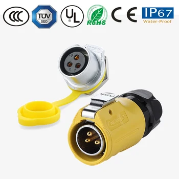 

3pin waterproof IP67 power cable/panel connector pastic+metal plug socket circular 20A AC500V multi-function power connector