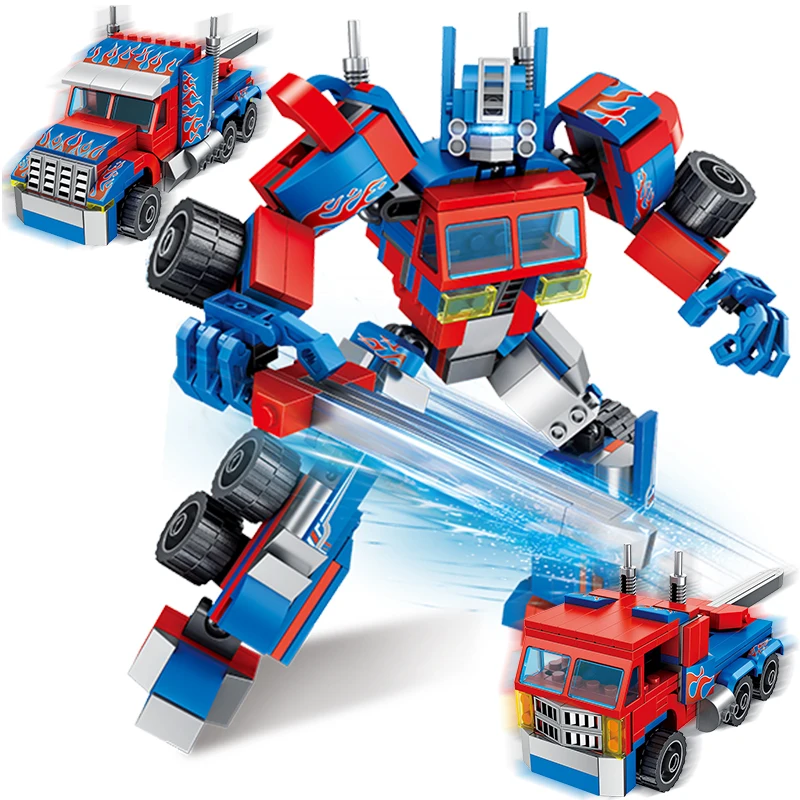 

Transformation Robot Toys 381pcs City Building Blocks Car Truck Creative figures Blocks model Constructor Children Toys For Boys