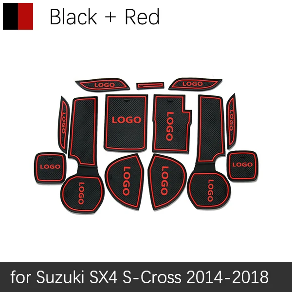 Противоскользящие резиновые ворота слот чашки коврик для Suzuki SX4 S-Cross Maruti SX-4 SX 4 S Крест SCross подушка - Название цвета: Red
