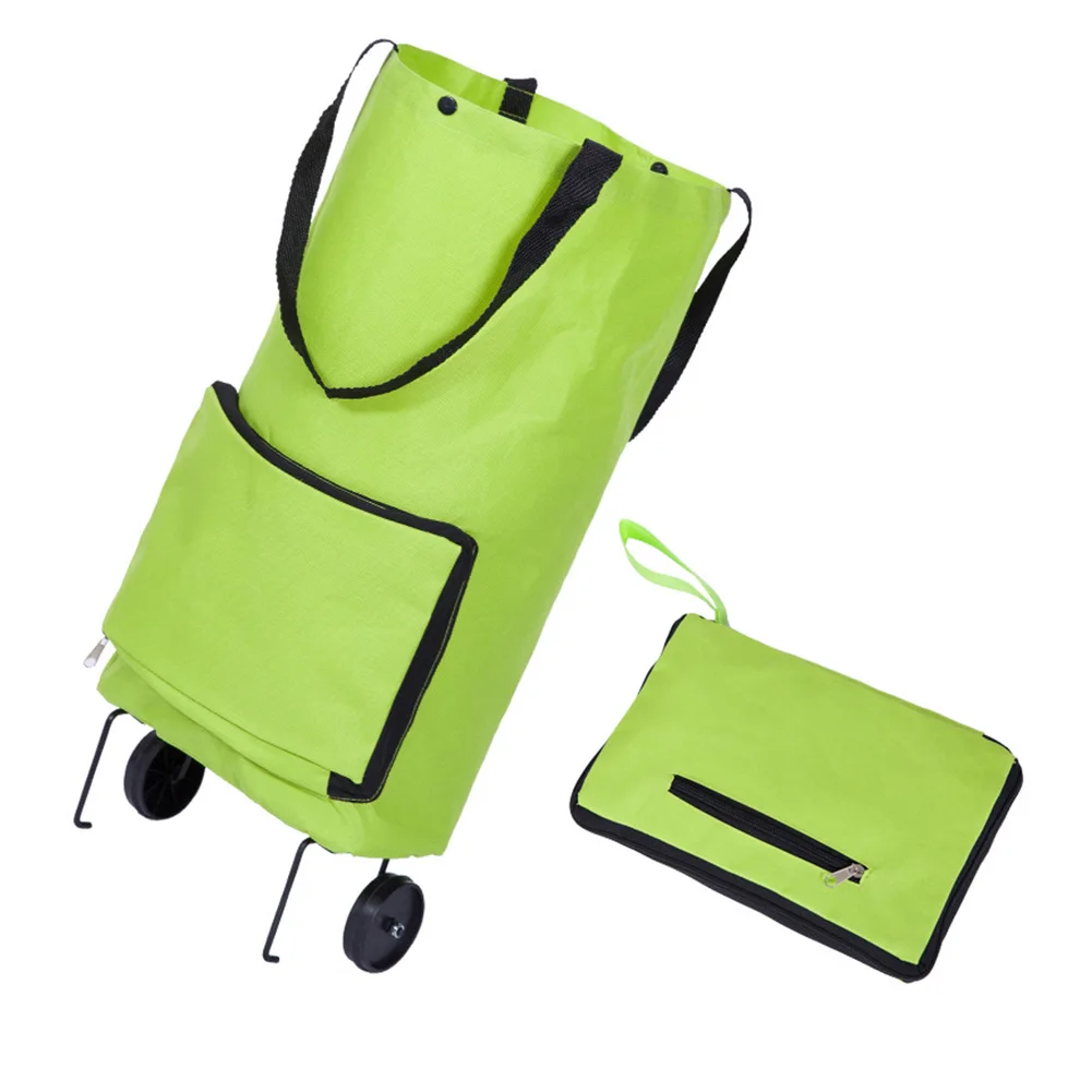 Supermarket Home Portable Oxford Cloth With Wheels Tug Bag Large Capacity Reusable Shopping Cart Multifunction Package Foldable