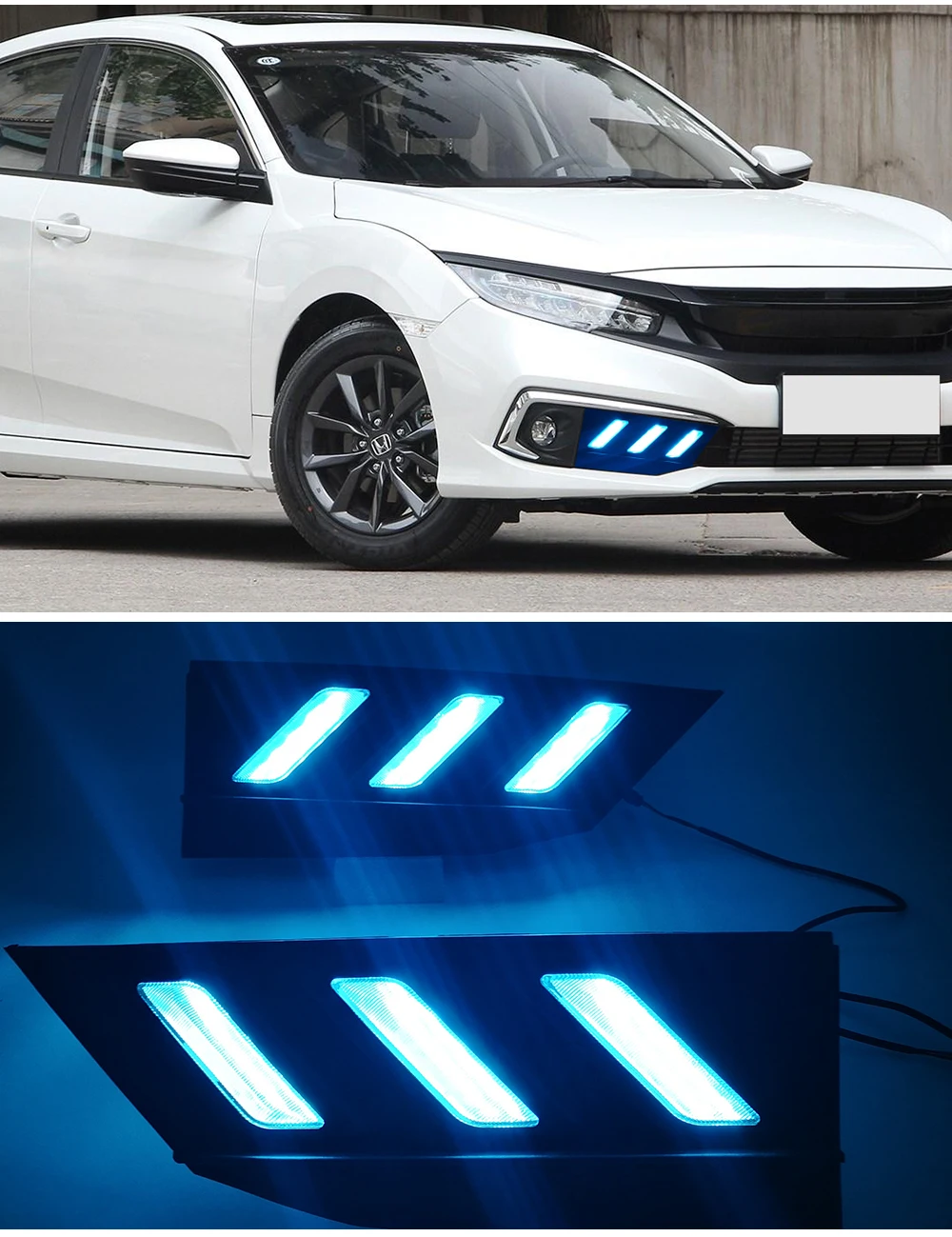 Автомобильный мигающий 2 шт. светодиодный DRL для Honda Civic sedan с движущимся сигналом светодиодный противотуманный фонарь крышка дневной ходовой светильник
