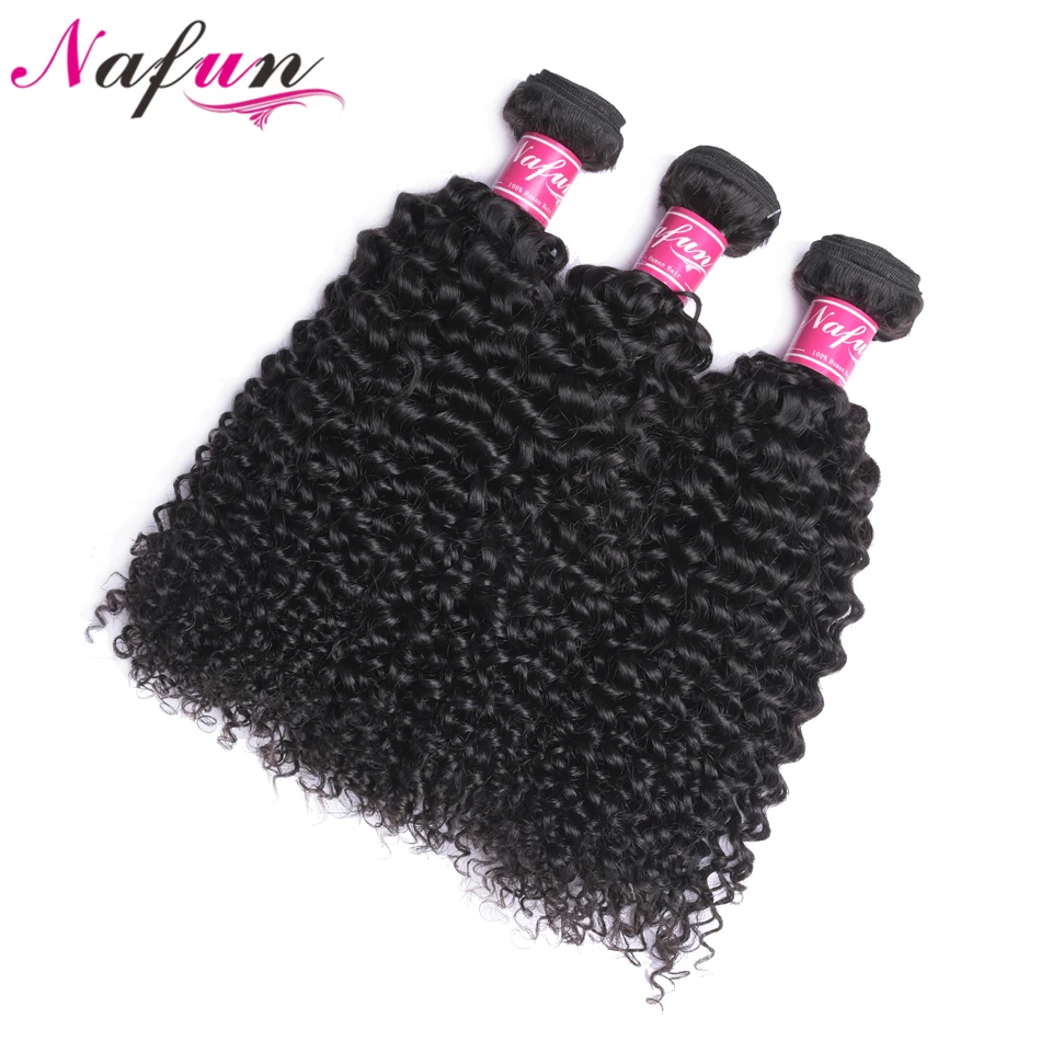 Бразильские кудрявые волосы NAFUN пряди с закрытием не Remy для наращивания