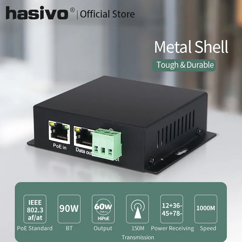 Divisor de Alta Fonte de Alimentação Chave Gigabit Isolada Industrial Potência 90w 12v Tensão Módulo Switch Poe - Imagem 2