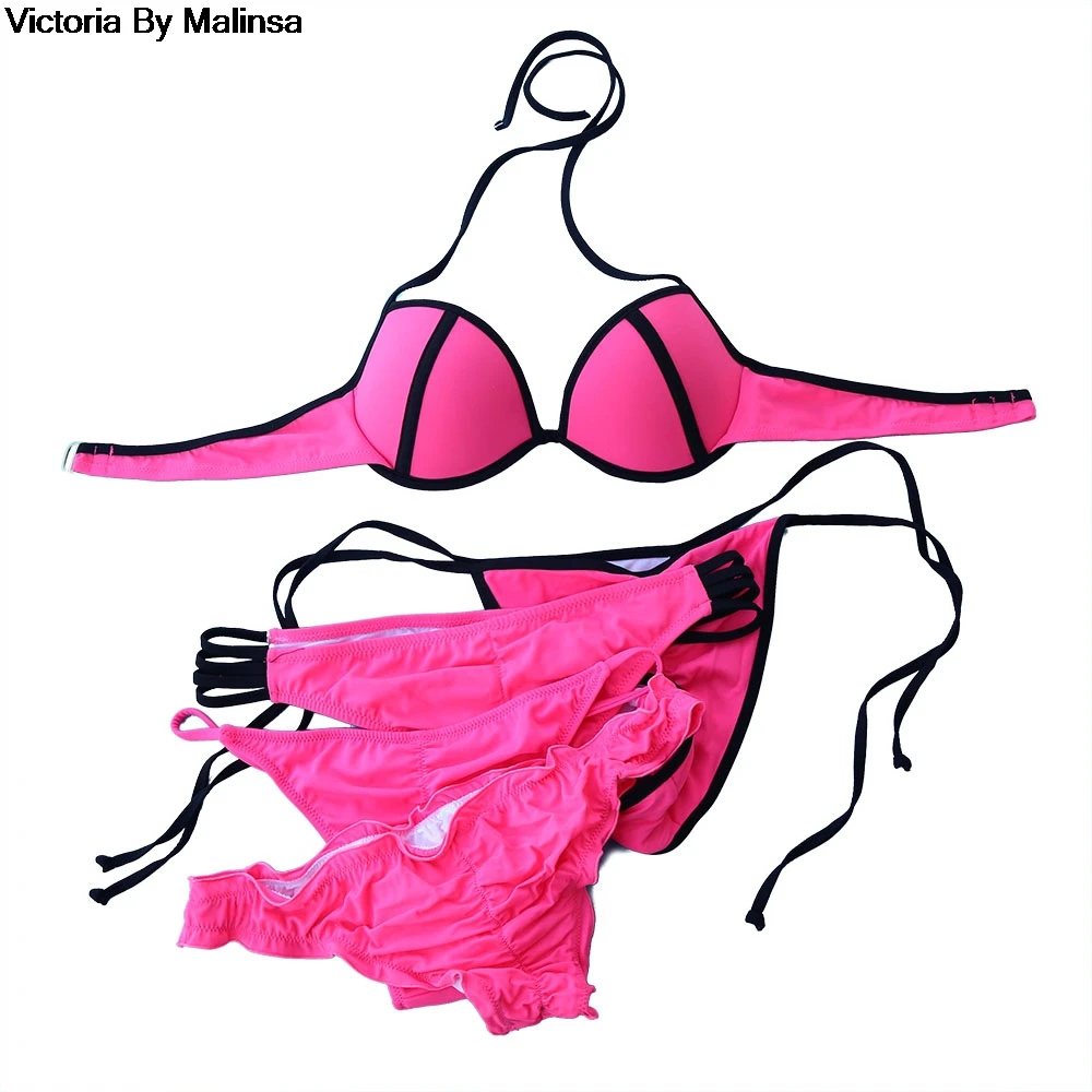 

Swimwear Women Swimsuit Pink Bikinis Biquini brazilian Bathing Suit Sexy Secret push up Swimsuit Maillot De Bain Undenrwire Cups