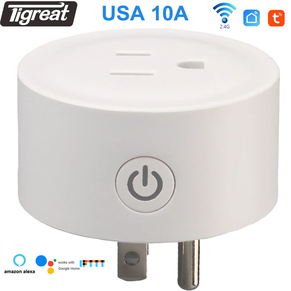 

Smart Socket Wifi Plug usa Two Power Indicator Timer Remote Control Tuya Alexa Google Home Outlet us Electrical Socket Switch