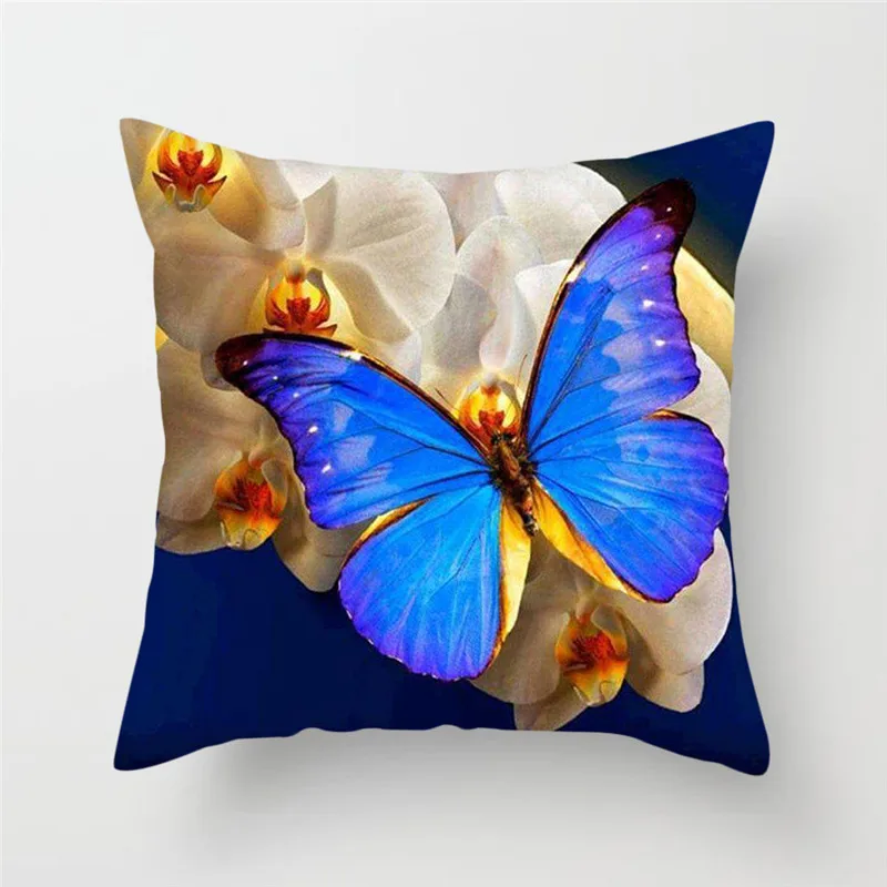 Fuwatacchi романтическая подушка с бабочкой чехол для подушки с изображением животных для дивана домашнего стула цветок бабочка Декоративные подушки 45*45 см - Цвет: PC04897