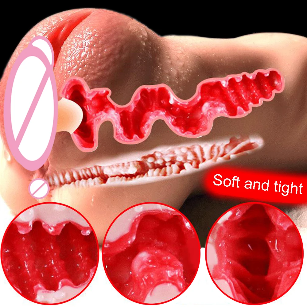 Super Realistic Vagina 3D Soft Masturbator Deep Pocket Pussy Ass Male Masturbation Cup Sex Toys for