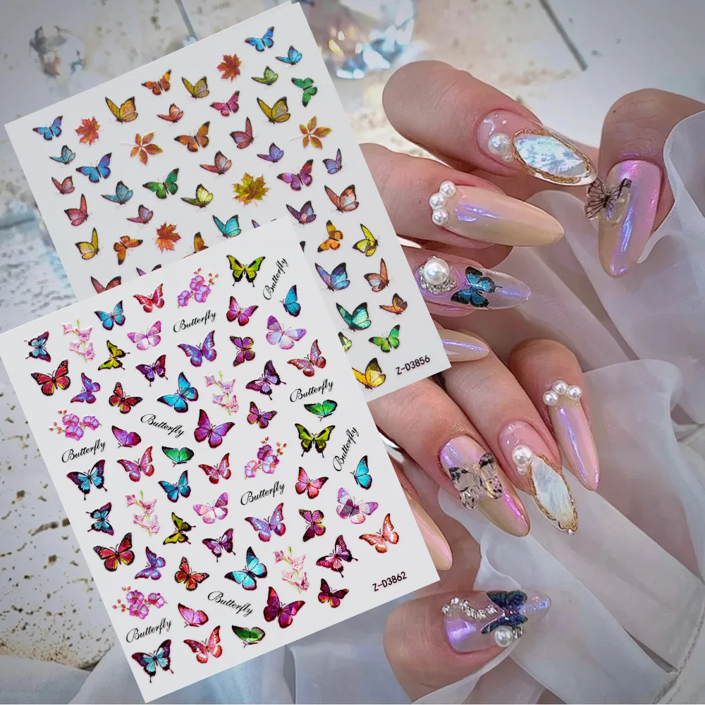 Elegant Butterfly Nails Art Manicure Back Glue Decal Decorations Nail