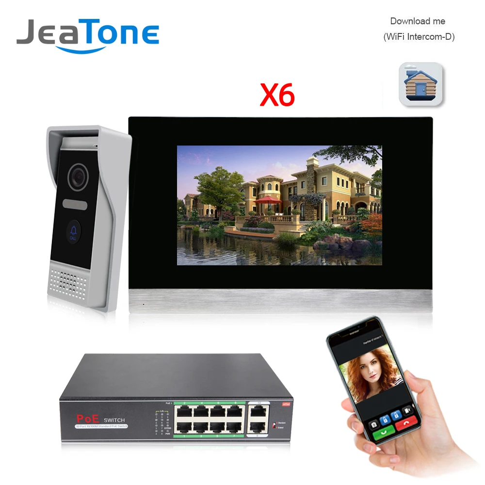 

7'' Touch Screen Wireless WIFI IP Video Door Phone Intercom Video Doorbell Villa Access Control System Motion Detection 1 to 4