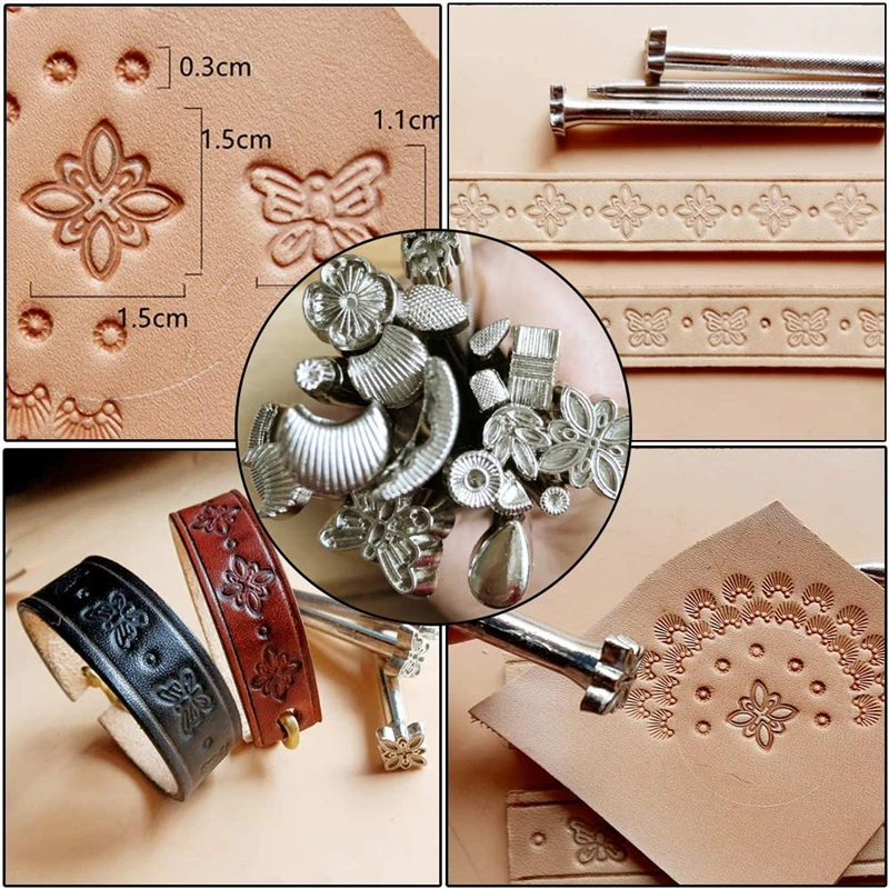 US $14.99 MIUSIE 60 PCS Practical Leather Craft Sewing Punch Tool Kit Cutter Carving Working Stitching Leathercraft Tool Set For Beginner