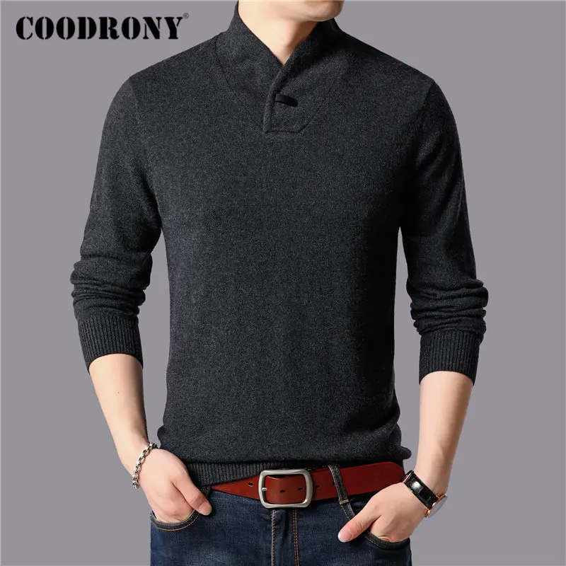 Best Price COODRONY Brand Fashion Turtleneck Sweater Men 2019 New Winter Thick Warm Sweaters Pull Homme Pure Merino Wool Pullover Men 93038