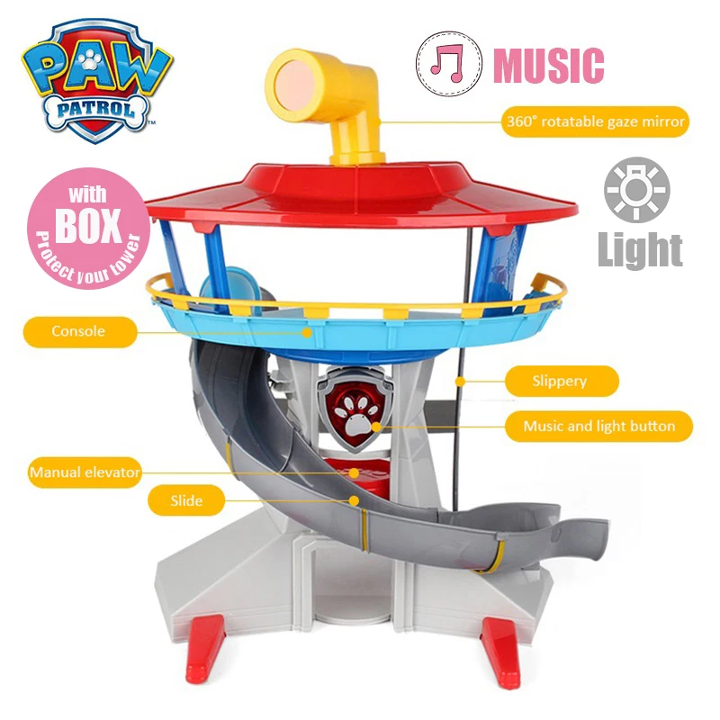 

PAW PATROL Action Figures Toy Paw Patrol Headquarters Puppy Patrol Lookout Tower with Music & Light Rescue Base Children's Toy