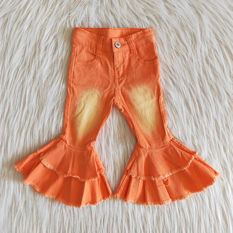 orange flare jeans