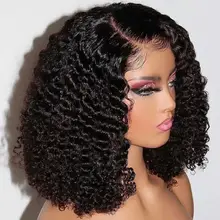 

Afro Kinky Curly Bob Wig Lace Front Human Hair Wigs 13x4 Lace Frontal Wig Brazilian Natural Deep Curly Short Bob 4x4 Closure Wig