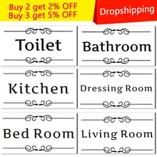 Творческий DIY Туалет Ванная комната Кухня знак входа двери наклейки украшение дома настенные наклейки с рисунком забавная виниловая настенная живопись