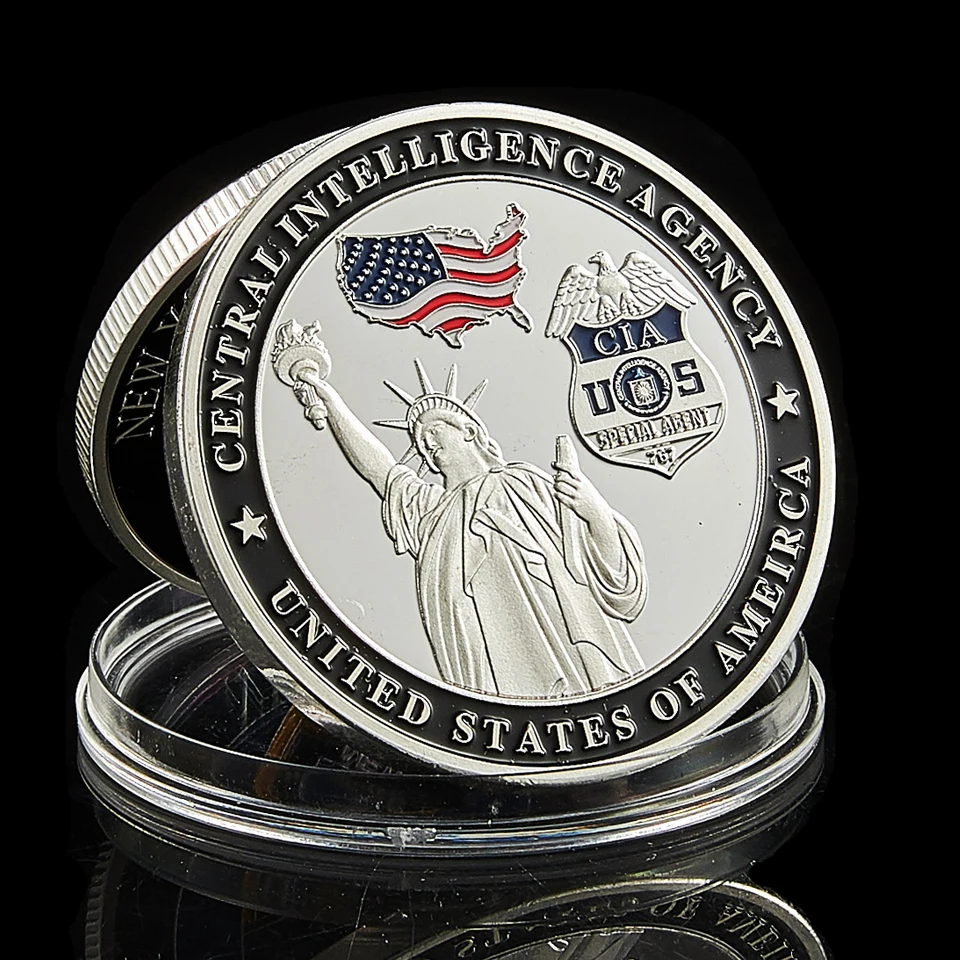 USA CIA somos la primera línea de defensa de la Nación, guerreros silenciosos, moneda chapada en plata