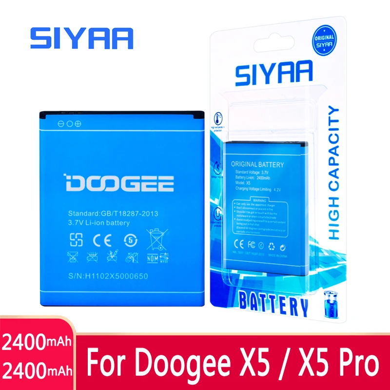 SIYAA оригина Батарея Для Doogee X5 батареи высокого Ёмкость 2400 мА/ч Напряжение 3 7