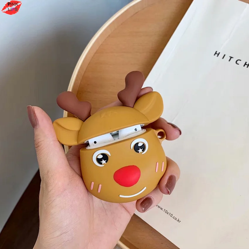 Glitter Christmas Deer Bear Phone Case For iPhone XR 11 Pro XS Max X 8 7 6 6s Plus Dynamic Liquid Quicksand Bling Sequins Cover (5)