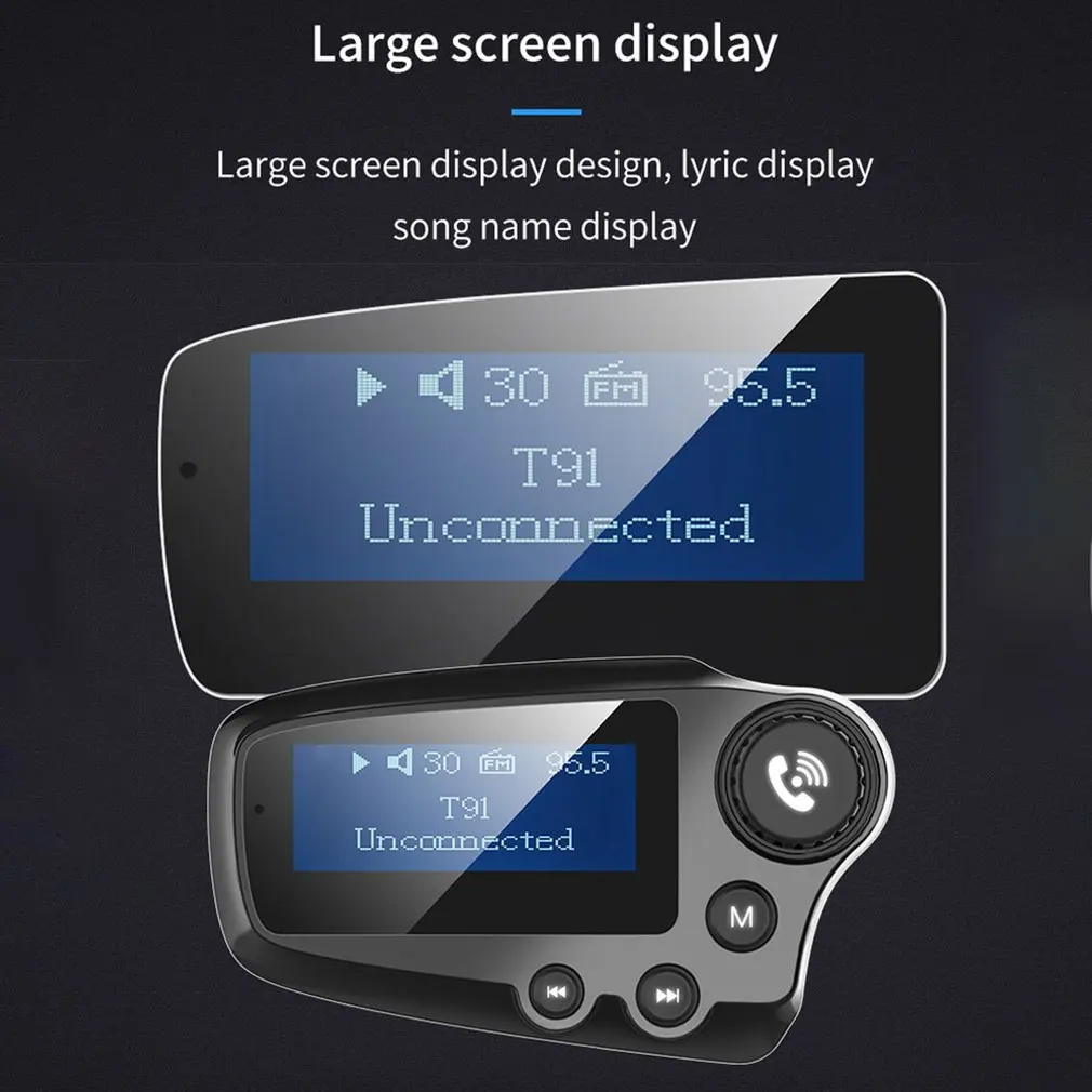Bluetooth V5.0 беспроводной fm-модулятор подключение 2 телефонов автомобильный mp3-плеер 3,5 мм AUX play поддержка TF usb флешка музыка