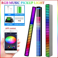 

RGB Led Pickup Lights Sound Control App Voice Activated Rhythm Lights Color Ambient Bar Ambient Lamp for Gaming Room Car Holiday