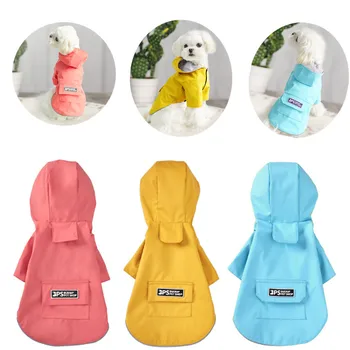 

Autumn and winter hooded reflective pet raincoat Waterproof mesh cloth breathable sweat absorption solid color pet windbreaker