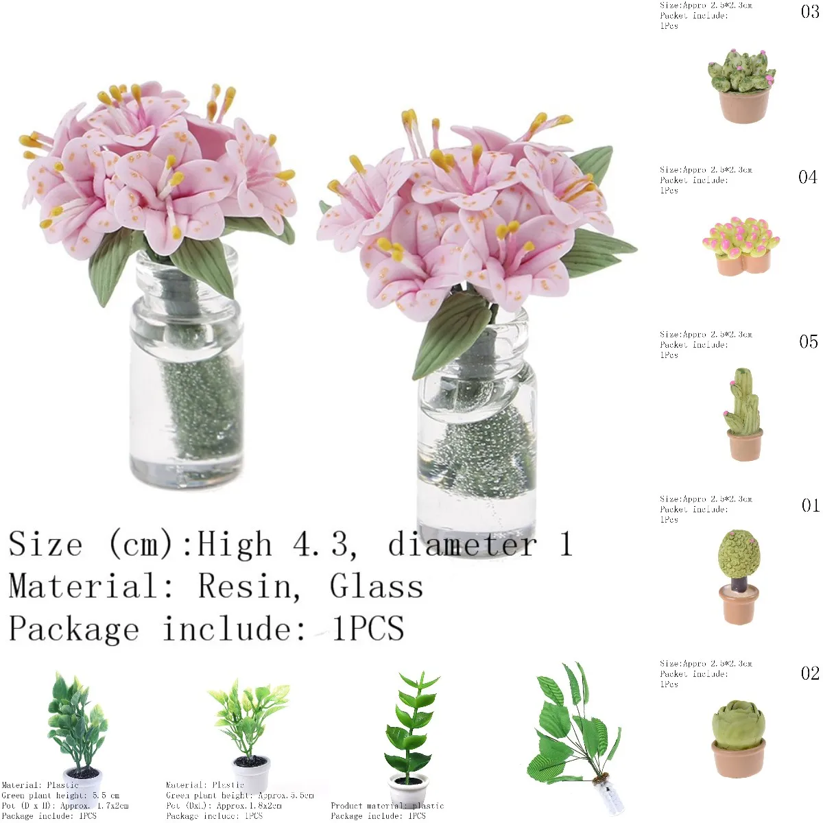 

1/12 Dollhouse Miniature Green Mini Tree Potted For Green Plant In Pot Doll House Furniture Home Decor Simulation Potted Plants