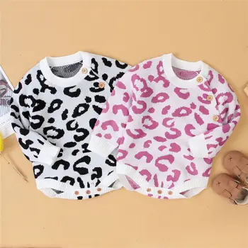 

Newborn Baby Bodysuit Boy Girl Leopard Knitted Body Jumpsuit Winter Warm Sweater Bodysuit Baby Boy Clothes 0-18M