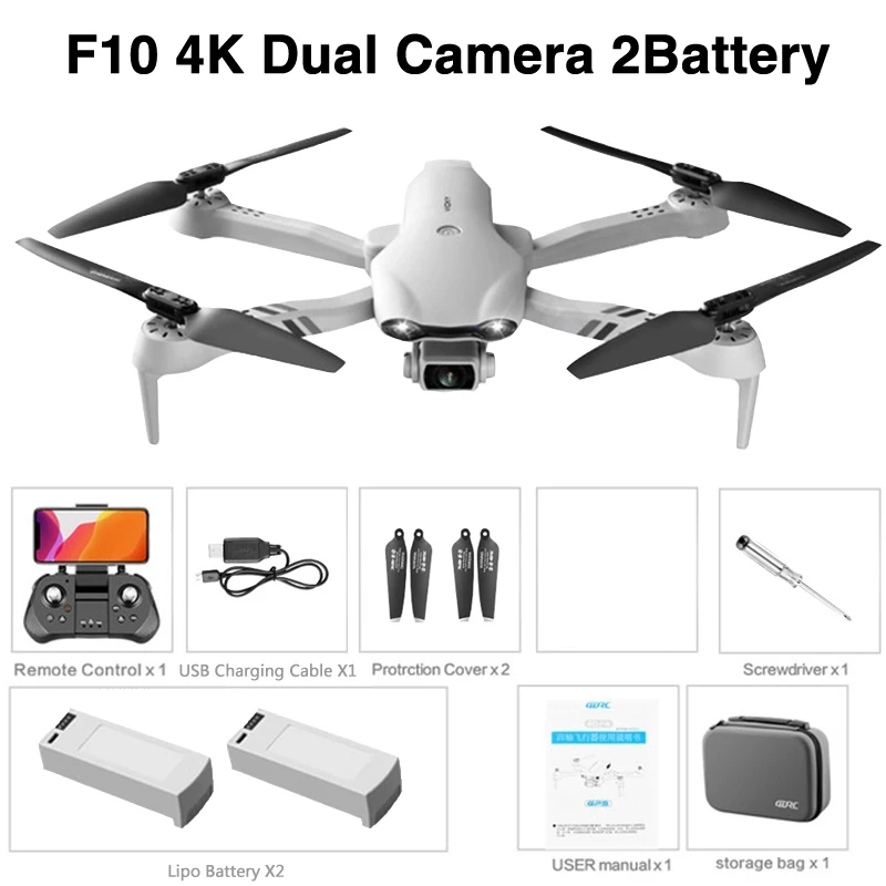 RC Quadcopter GPS 5G F10 Drone With 4K Dual Camera Professional Quadcopter Flight 25 Minutes RC Helicopter Wide-Angle Rc Distance 2000m Drones RC Quadcopter cheap RC Quadcopter