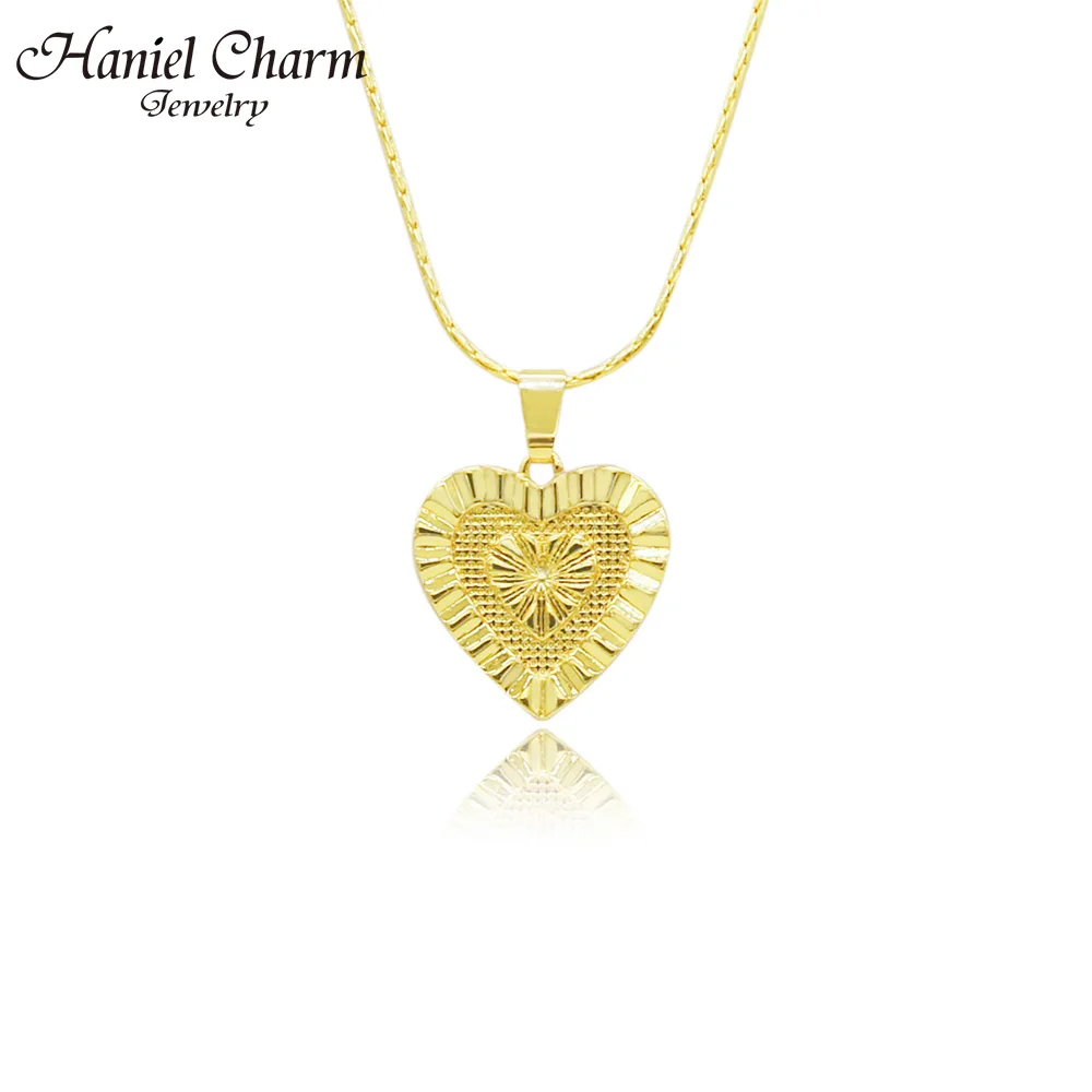 

Haniel Valentines Day Gold Color Plated Heart Shape Necklace Pendant Jewelry For Women Girlfriend Gift