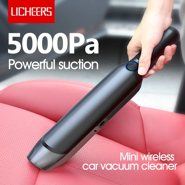 Licheers Mini Wireless Car Vacuum Cleaner Super Strong Suction 5000 Pa