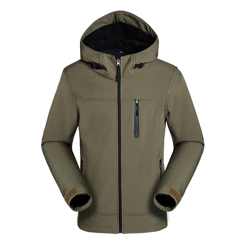Army green 5XL Мужская камуфляжная мягкая куртка весна осень Повседневная ветровка водонепроницаемая верхняя одежда куртки Акула кожа флис теплые пальто - Цвет: Army green