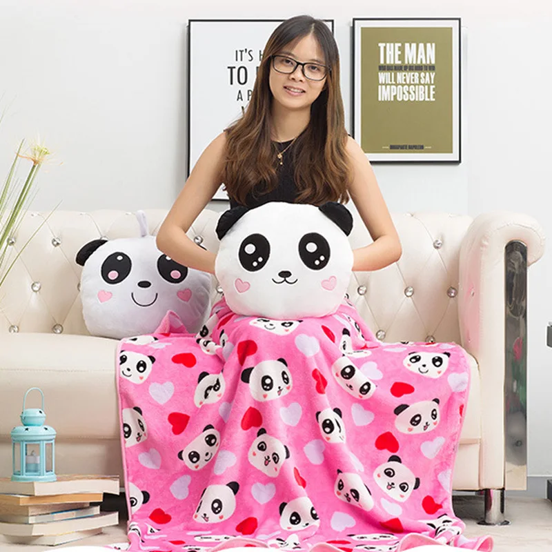 Cartoon Panda Is Three-in-One Pillow Multi-functional Air Conditioner Blanket Cushion Hand Warmer Pillow Lunch Break Office Blan