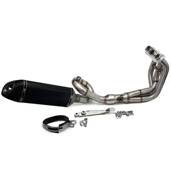 

BIKINGBOY Full Exhaust System Front Link Pipe Set + Carbon Fiber End Pipe For Yamaha MT-09 FZ-09 2013-2019 XSR 900 2016-2018