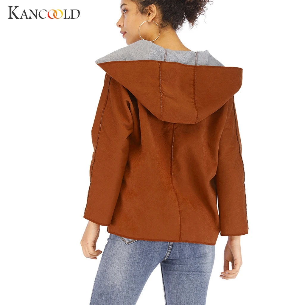 KANCOOLD пальто зимнее теплое с длинным рукавом винтажное с капюшоном с длинным рукавом Верхняя одежда однотонное Модное новое пальто и куртки для женщин 2019AUG20