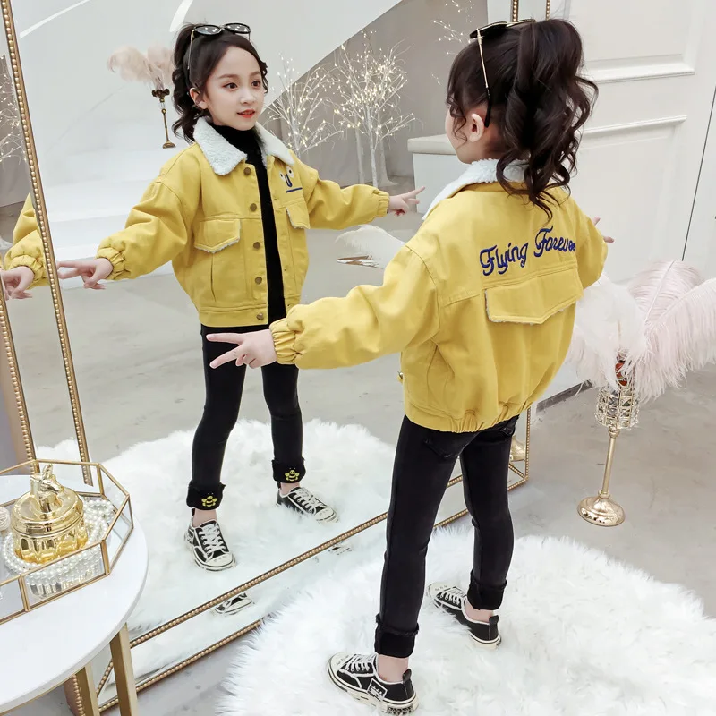 

Korean-style GIRL'S Coat Autumn And Winter 2019 New Style Western Style Big Boy Lambs Wool Cowboy Thick Little Girl