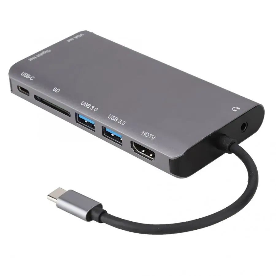 8В1 USB3.0x2+ HDMI/VGA+ JACK 3,5+ Gigabit Lan+ type-C(Pd) порт док-станция HDMI док-станция