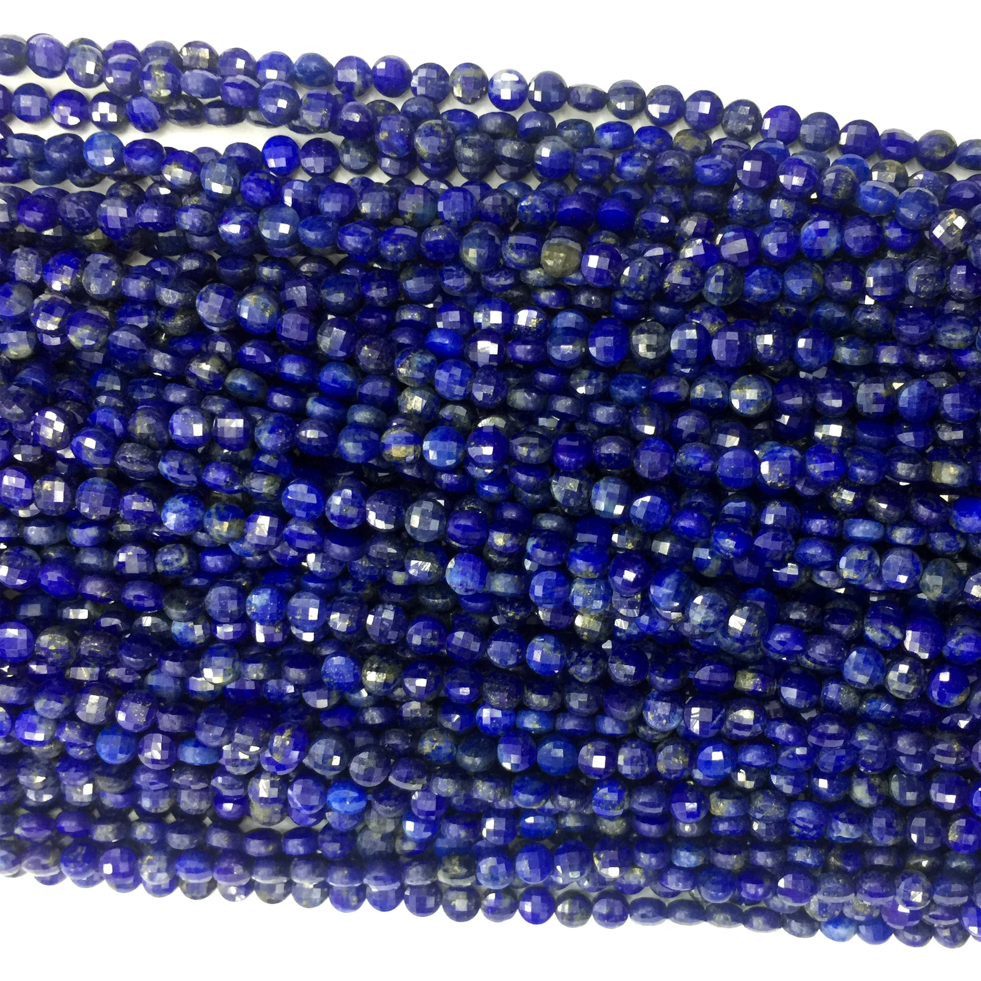 Genuine Natural Dark Blue Lapis Lazuli Hand Cut Faceted Flat Coin Small Beads Necklaces or Bracelets 4mm 5mm 6mm 15&quot 06113 | Украшения