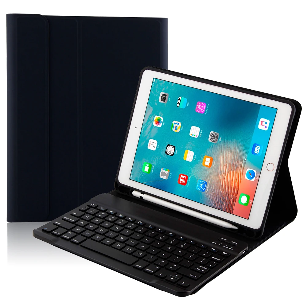 

US Keyboard Case For iPad Air 2 Air 1 iPad Pro 9.7 iPad 9.7 Inch 2017 2018 Tablet Bluetooth Keyboard Leather Pen Slot Case Coque