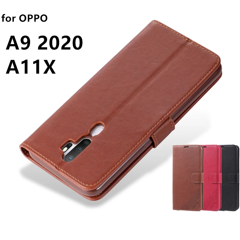 

AZNS Case for OPPO A9 2020 / OPPO A11X PU Leather Cover Card Holder Wallet Case fundas coque