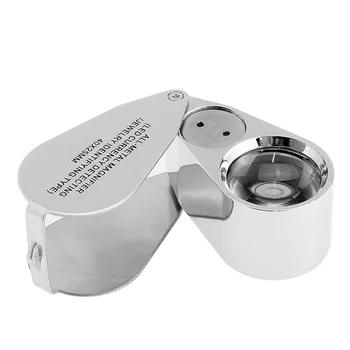 

40X Illuminated Jeweler LED UV Lens Loupe Magnifier with Metal Construction and Optical Glass (40X x 25 mm, Silver)