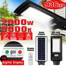 2500 Вт светодиодный настенный светильник IP65 водонепроницаемый наружный 936 светодиодный s цифровой Солнечный уличный светильник с радиолокационным движением+ пульт дистанционного управления для садового двора