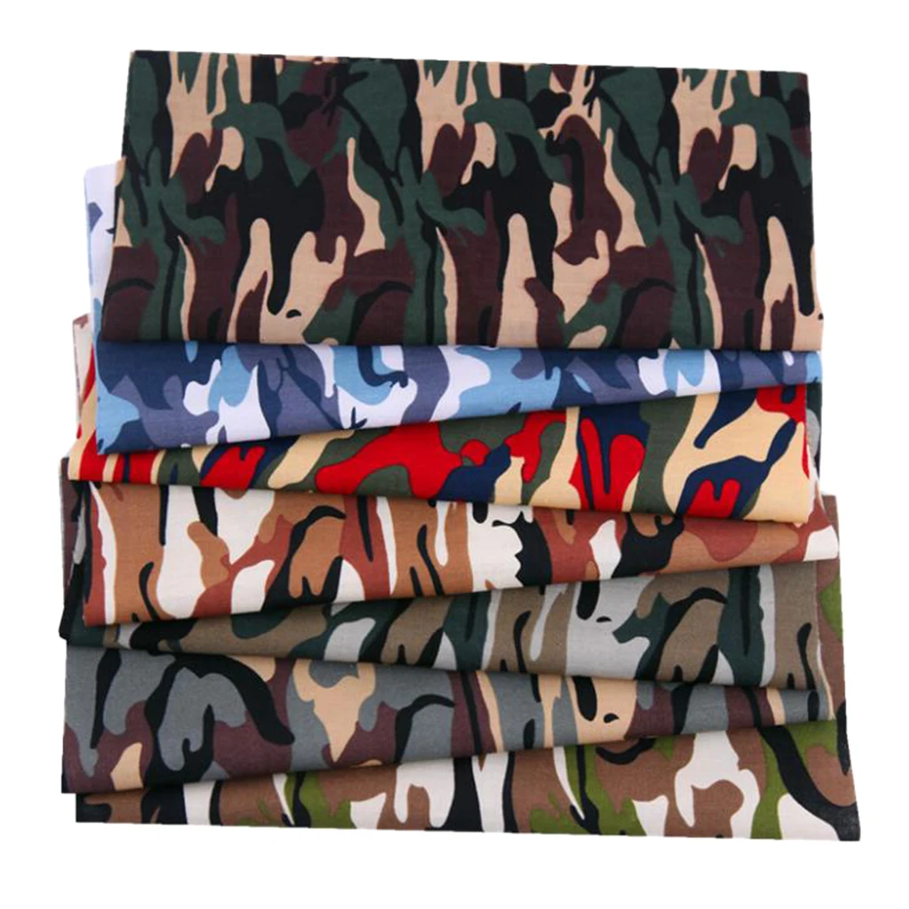 7 PCS (25cm x 25cm) No Repeat Design Printed Camouflage Cotton Fabric for Patchwork Sewing Tissue Quilting Squares Bundles