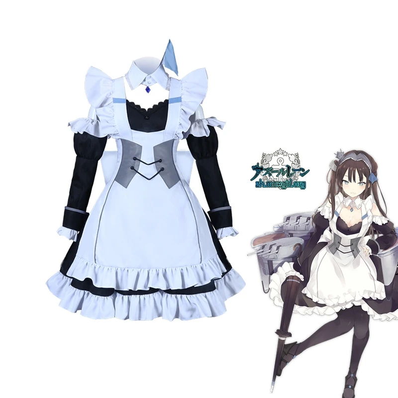 Game Azur Lane HMS Newcastle Cosplay Costume Maid Outfit Full Set Carnival Halloween Party Dress | Тематическая одежда и