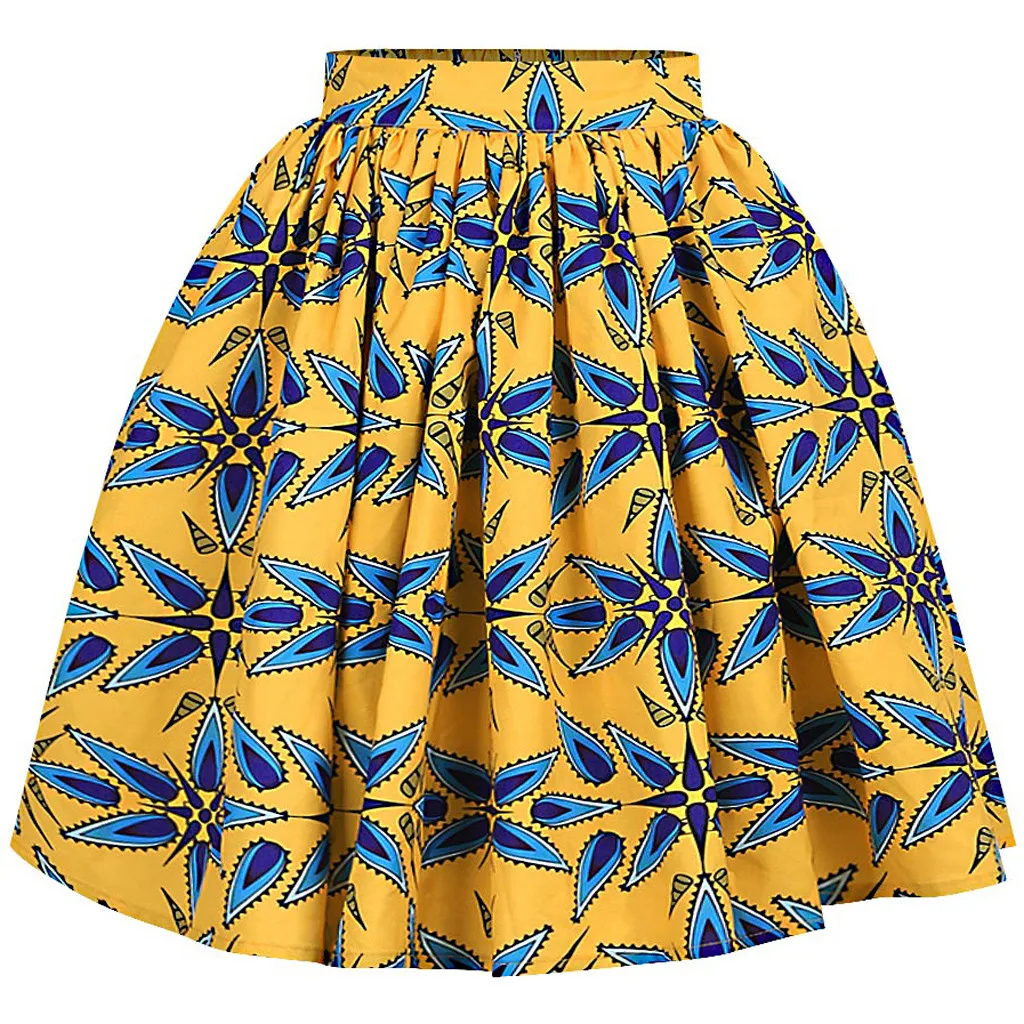 Yellow-down Sagace одежда Юбки Костюмы женские o-образным вырезом цифровая печать три четверти рукав Короткие топы сексуальные выше колена свободные Бальные платья юбка - Цвет: Yellow-down