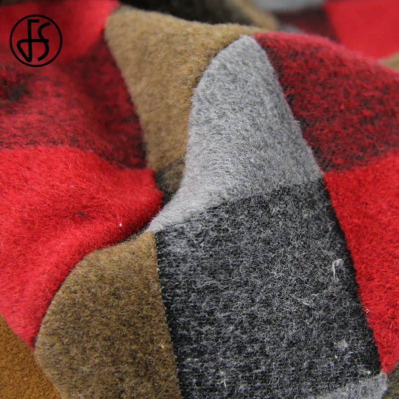 Женский фетровый берет FS теплый шерстяной в клетку красного оранжевого зеленого