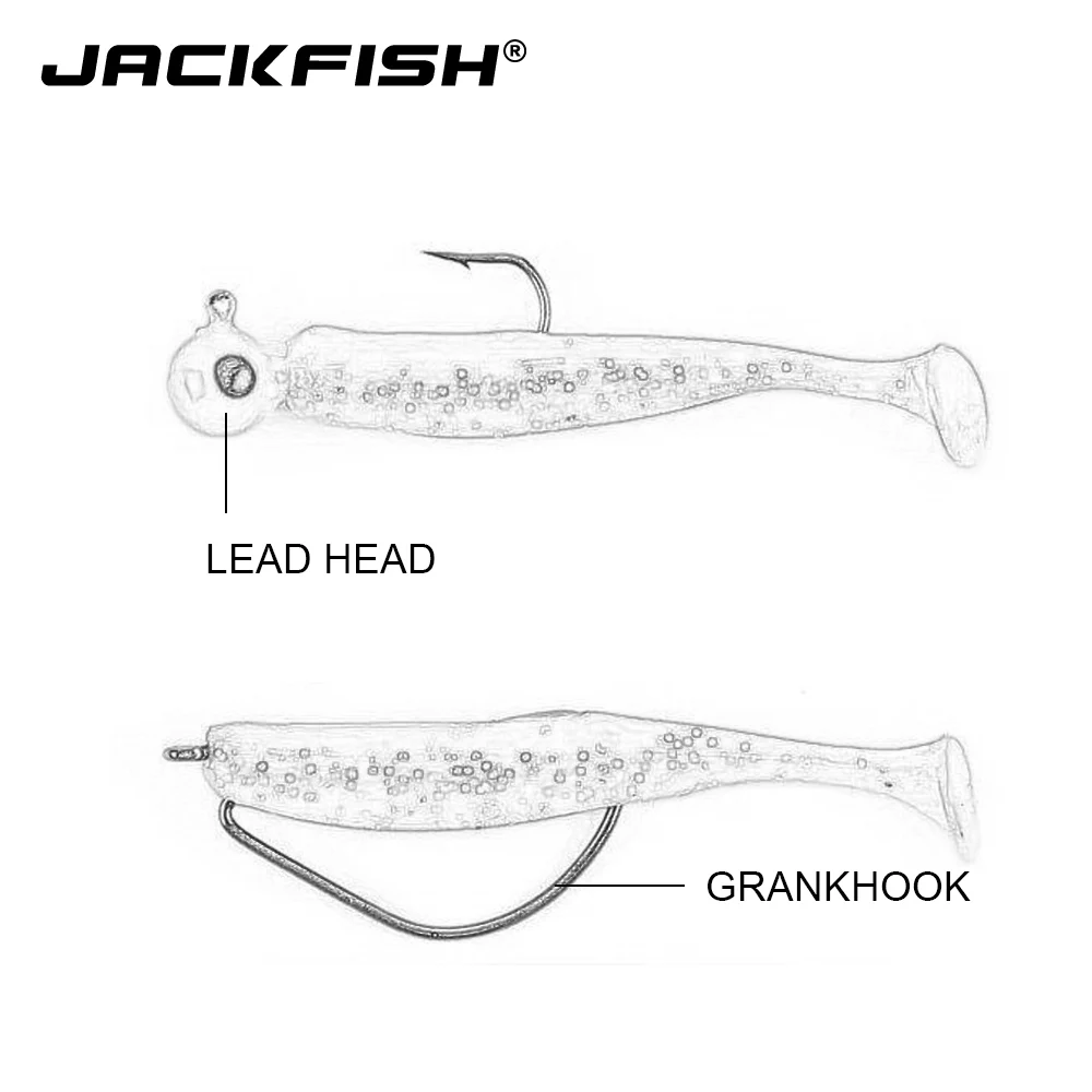 JACKFISH мягкая рыболовная приманка 68 мм/2 г искусственная силиконовая двухцветные