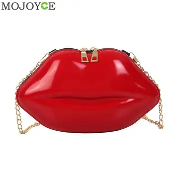 Lips Shape PVC Handbags Solid Zipper Shoulder Bag Crossbody Messenger Phone Coin Bag Evening Party Clutches Bolsas Feminina Saco 1