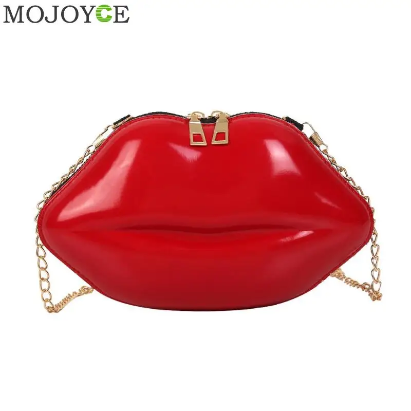  Lips Shape PVC Handbags Solid Zipper Shoulder Bag Crossbody Messenger Phone Coin Bag Evening Party  - 32984014110