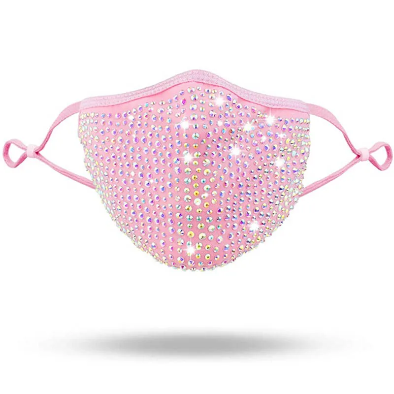 Unisex Fashion Shining Rhinestone Decoration Elastic Mask Jewellery Dance Party Cosplay Night Club Crystal Masks Face Jewelry