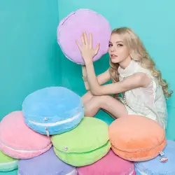 Muñeco de peluche creativo con forma de Macaron francés para decoración del hogar, almohada, cojín con núcleo, juguete de felpa para regalo, Color sólido